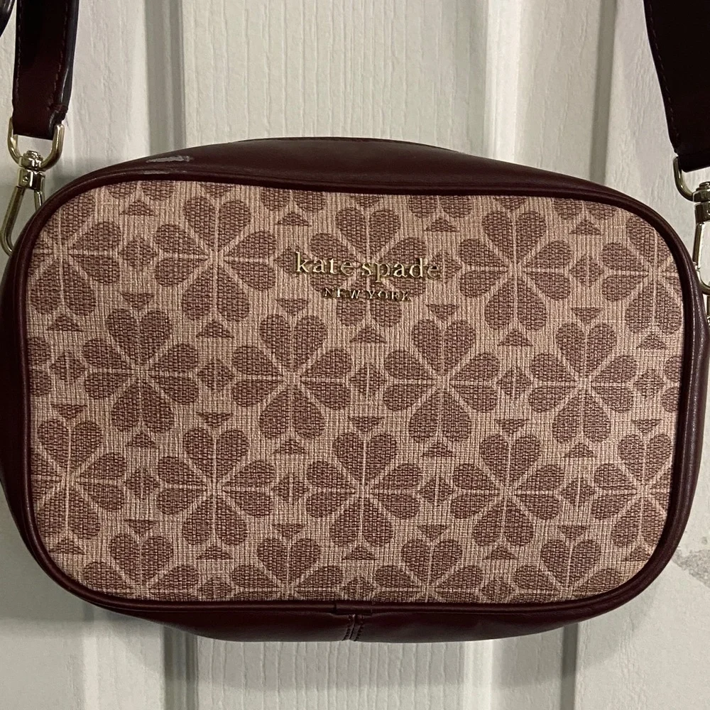 Kate Spade Burgundy and Tan Crossbody Bag - Picture 1 of 9